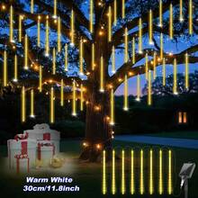 Solar Christmas Meteor Shower Lights, 8-Tube (30/45CM) White LED Solar Christmas String Lights (Outdoor Waterproof), For Tree/Patio/Garden/Wedding/Party Decor Home Decor Christmas Decorations Room Decor Winter
