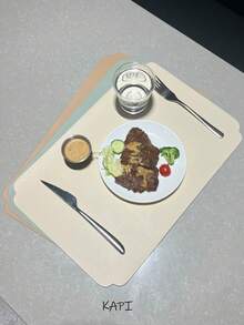 2/4/6pcs PU Placemat Set, Suitable For Indoor & Outdoor Kitchen Dining Table, Washable & Heat Resistant, Wipe Clean Placemats & Coasters, Applicable For Camping, Holiday, Wedding, Party - Multicolor - View 27
