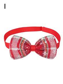 1 件圣诞限量版宠物领结，红色带有圣诞元素，迷你可爱领带适合宠物圣诞节，创意狗狗配饰，手工制作印刷差异属于正常现象，不影响使用 - 紅色 - 查看 19