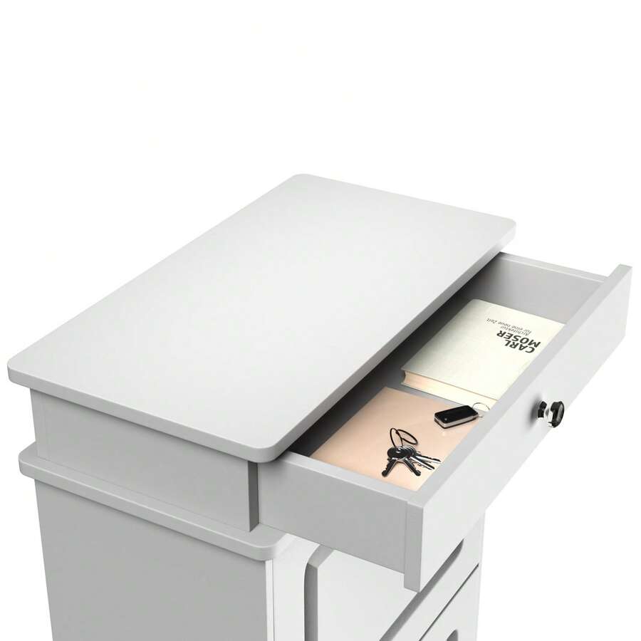 2-Tier Shoe Cabinet With 1 Drawer, Shoe Storage Cabinet, Shoe Chest, 53 * 22 * 85 Cm - 白色 - 查看 1