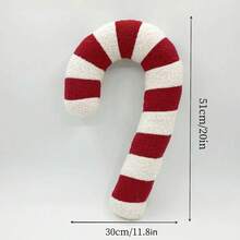 1 件柔软毛绒可爱绿色圣诞拐杖糖装饰枕头、节日家居装饰垫 - 綠色 - 查看 2