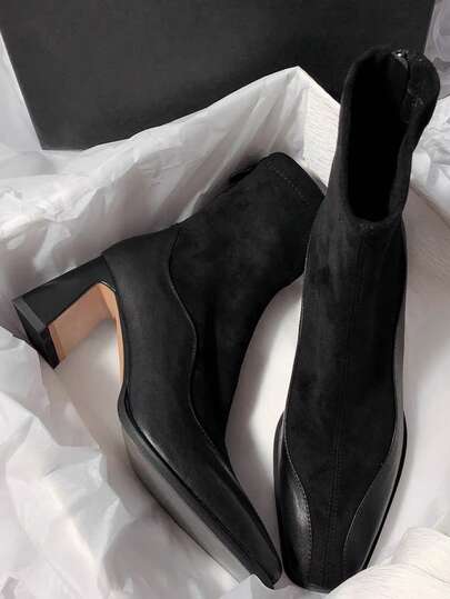 秋冬法式修身踝靴，女士高跟踝靴，显瘦显腿长，时尚靴款，新品上市，大码尺码