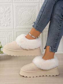 Botas de nieve para mujer de talla grande, de estilo clásico y cómodas, con puntera cerrada y suela gruesa. Con forro grueso y aislamiento térmico acolchado, aptas para uso en interiores y exteriores en invierno