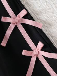 2pcs Girls Sweatshirt & Skirt Set, Fleece Crew Neck Pullover With Ribbon Bow + Skirt, Spring/Autumn