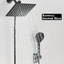 Shower Head With Handheld Spray, High-Pressure 8-Inch Rain Shower Head Set - Black - View 6