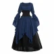 Navy Blue Double-layered Belted Dress