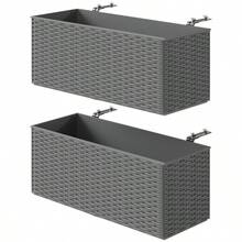 Outsunny Set Of Two Rattan Planters Grey - Gris1 - Ver 1