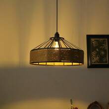 1 件，波西米亚手工编织桶形藤条灯罩，藤条钟形灯罩，适用于台灯吊灯灯具，易于安装 - 多色 - 查看 4