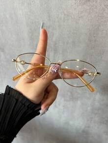 1pc Oval Frame Fashion Elegant High-End Women's Non-Prescription Glasses