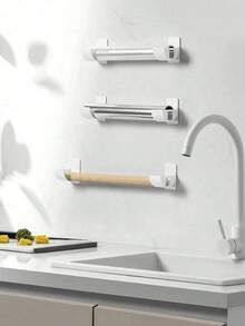 2/4pcs Adhesive Plastic Bag Holder And Wrap Dispenser Set, Wall-Mounted Kitchen Organizer For Cling Film And Trash Bags, Multipurpose No-Drill Cabinet And Refrigerator Side Storage Solution, Space-Saving For Plastic Bags, Wrap, And Roll Paper, Versatile Organizer For Kitchen & Bathroom, No-Drill Plastic Wrap And Garbage Bag Holder, For Birthday, Housewarming, Christmas