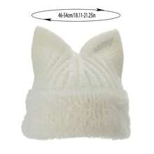 Little Girls Beanies With Ears Fashionable Solid Color Winter Warm Cap For Daily Life And Party - White - View 7