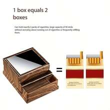 1pc New Design One-Button Automatic Pop-Up Cigarette Box - Black/Red Wood Grain/Carbon Fiber/Walnut Grain/Four Colors Available 40 Cigarettes Large Capacity - Modern And Simple Style ABS Material - Men's Cigarette Box Including Lighter Card Slot, Dad's Gift - This Portable Gift Box Is Very Suitable For Parties, Birthdays, Father's Day