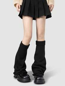 1/2 Pairs Solid Color Leg Warmers, Women's Knitted Leg Warmers, Flared Leg, Y2K Subculture, JK Long Leg Warmers, Spring/Autumn Christmas Gift - Mouldless - View 4