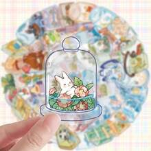 50 Transparent Stickers With Cartoons, Office Supplies Stickers, Notebooks, Planners, Phone Cases, Suitcases, Guitars, Water Bottles, School Supplies, Back To School