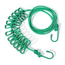 (6 Color Options) Portable Travel Clothesline With 12 Clips - Windproof, Retractable And Elastic Laundry Drying Rope