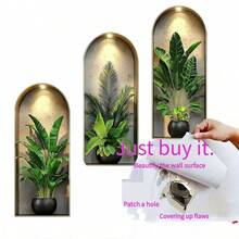 3pcs Set Nordic Green Plant Theme Faux Arch Window Stickers. Self-Adhesive Removable Decorative Decals, Suitable For Christmas, Halloween, Thanksgiving, Valentine's Day, Spring Festival, Easter, New Year, Independence Day And Other Holidays, Applicable To Party, Office, Home, Living Room, Bedroom, Bathroom, Kitchen, Garden, Room, House And Other Scenarios, Applicable To Party, Office, Home, Living Room, Bedroom, Bathroom, Kitchen, Garden, Room, House And Other Room Decorations Christmas Decoration XMAS Decor Christmas Tree Gift Decor Thanksgiving Wedding Home Decor Home Decor Fall Decor Autumn Decor Birthday Decorations For Gifts Party Supplies Indoor Holiday Festival Decor Halloween Decor Wall Decor Halloween Ornaments Christmas Decoration XMAS Decor Christmas Tree Gift Decor Thanksgiving Wedding Home Decor Home Decor Fall Decor Autumn Decor Birthday Decorations For Gifts Party Supplies Indoor Holiday Festival Decor Halloween Decor Wall Decor Halloween Ornaments