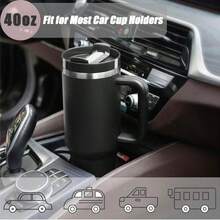 1pc,40 Oz H2.0 Cup, 40oz Cup Stainless Steel Vacuum Insulated Tumbler With Lid And Straw For Water, Iced Tea Or Coffee, Smoothie And More, 40oz Reusable Double Walled Vacuum Insulated Stainless Steel Water Bottle With Handle For Outdoor Activities, Camping - Black - View 7