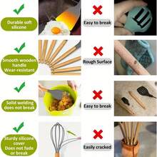 Kitchen Utensil Set, 33PCS Silicone Cooking Utensils Set With Wooden Handle, Non-Stick Cooking Spoons Utensil Sets, Silicone Kitchen Utensils Set, Heat Resistant Kitchen Tools, Heat Resistant Set