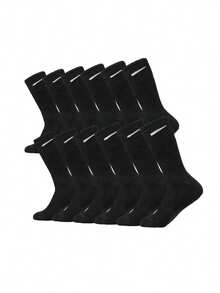 6/12 đôi tất thể thao chạy bộ cỡ lớn châu Âu màu đen trắng trơn, dài đến giữa bắp chân, làm từ chất liệu cotton, đa năng, thấm hút mồ hôi và thoáng khí. - Nhiều màu - Xem 29