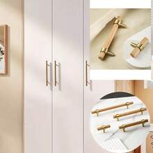 1 件山毛榉木拉手，山毛榉木 + 黄铜材质，现代简约橱柜家具抽屉拉手，衣柜门把手，山毛榉木把手，现代简约橱柜家具抽屉 - 彩色 - 查看 2