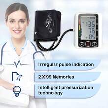 Blood Pressure Monitor – Automatic Upper Arm BP Machine With Large Cuff (8.5–16.5 In), Backlit Display, Digital, Irregular Heartbeat Detector – Tensiometro For Home Use - 黑色 - 查看 8