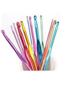 9 قطع مجموعة إبر كروشيه، إبر كروشيه حمراء مع مقابض قابضة ناعمة، مناسبة للمبتدئين والمحترفين، تشمل خيوط، إبر كنزة صوفية، إلخ. - رائعة للحرف اليدوية والمشاريع الإبرية والخياطة