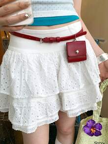 1pc Women's Fuchsia PU Leather Skinny Waist Belt, High-Quality & Versatile