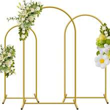 6ft, 6.6ft, 7.2ft Gold Metal Wedding Arch Backdrop Stand, Wedding Arch Garden Frame For Birthday Party Ceremony, Graduation Celebration, Wedding Ceremony Decoration - Multicolor - View 2