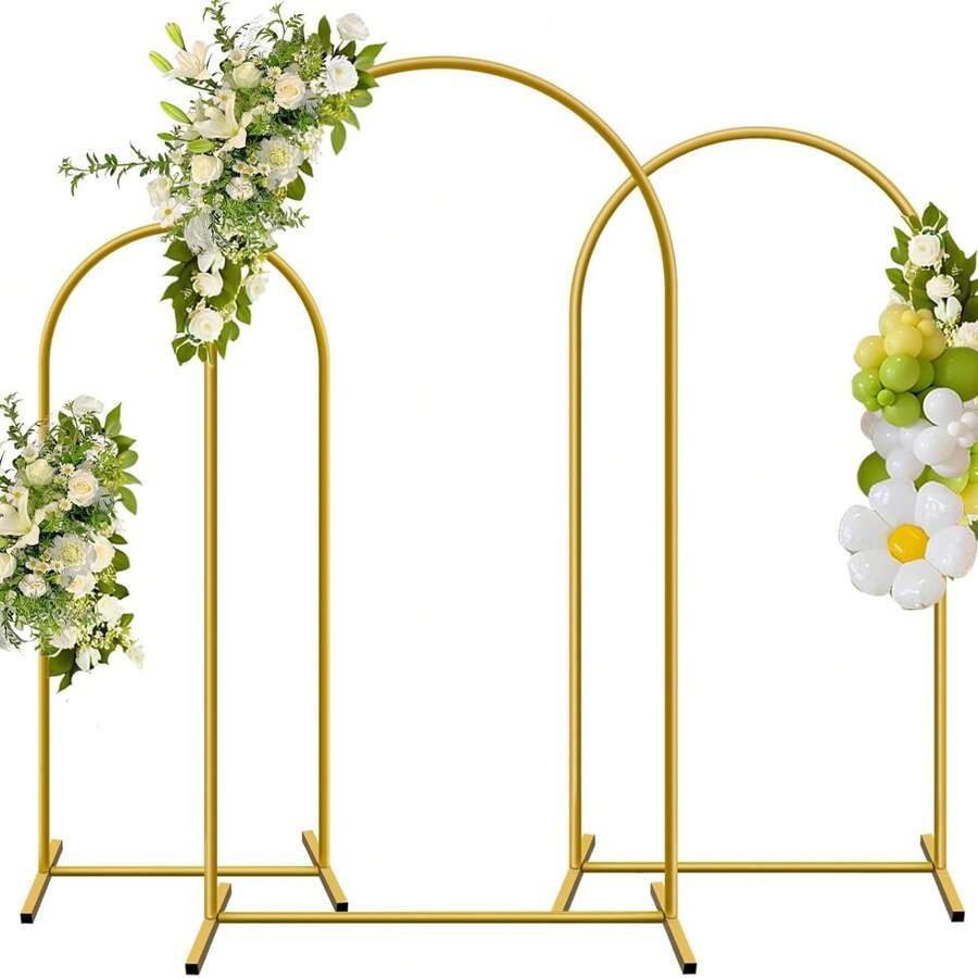6ft, 6.6ft, 7.2ft Gold Metal Wedding Arch Backdrop Stand, Wedding Arch Garden Frame For Birthday Party Ceremony, Graduation Celebration, Wedding Ceremony Decoration