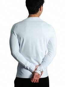 Men's Second Skin Thermal Polyamide Long Sleeve Anti-Odor UV50+ Protection Raglan Gym Training Running T-Shirt - 白色 - 查看 7