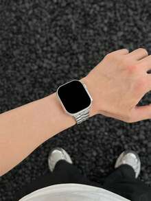 商務不鏽鋼手錶錶帶，兼容 ，適用於 42mm、38mm、40mm、41mm、44mm、45mm、46mm、49mm 及其他尺寸。時尚智慧手錶替換錶帶，適用於 Ultra2、Ultra、SE2、SE、11、10、9、8、7、6、5、4、3、2、1 系列，適合男女使用，學生返校理想禮物。 - 銀色 - 查看 3