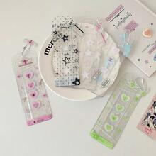 INS风格卡通星星图案透明闪光卡包，偶像收藏相册 - 彩色 - 查看 3