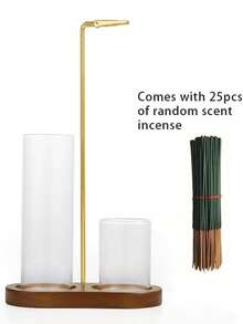 2 in 1 Portaincenso per bastoncini, Bruciatore di incenso anti-cenere con raccoglitore di cenere in vetro e organizzatore di bastoncini di incenso per meditazione, yoga, spa, decorazione della casa