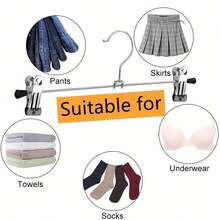 30-5pcs Clothes Hanger With Clips, Pants Hangers With Clips Heavy Duty, Adjustable Metal Pants Hanger, Hangers, Skirt Hangers With Clips Space Saving Hangers For Jeans. Suitable For Pants, Bras, Scarves And Underwear. It Is Ideal For Use In Wardrobes, Closets, Bedrooms, Balconies And Dormitories.