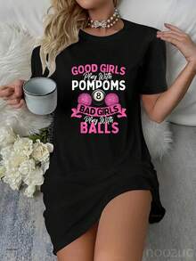 Bad Girls Play With Billiards Balls - Pool Player Lover Nightgown Pajamas Dress - màu đen - Xem 1
