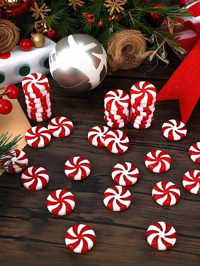 30 piezas Decoraciones navideñas de bastón de caramelo, adornos navideños falsos de caramelo de menta, adornos de caramelo navideño rojo y blanco para decoración navideña, fiestas, manualidades y regalos