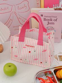 1 Stück süße Cartoon Lunchbox Tragetasche mit großer Kapazität, Lebensmitteltasche mit Griff, blau gestreifter Muster, Camping Snack Aufbewahrungstasche, Lebensmittelbehälter Aufbewahrungstasche, niedliche Lunch-Tasche, Picknick Snack-Tasche, Camping Lebensmittel Aufbewahrungstasche, tragbare Lunchbox-Tasche, Picknick-Zubehör, Schul-Zubehör, Reise-Zubehör, Klassenzimmer-Organizer-Taschen, Haushaltswaren, Geschenke für Lehrer, Freunde und Familie, Lunch-Tasche für Frauen, Lunchbox für die Schule