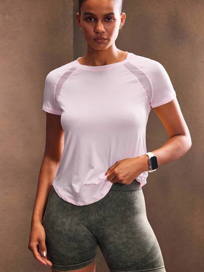 Powerista 女式纯色圆领插肩袖短袖运动T恤