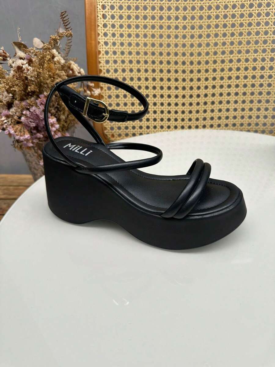 Milli Women's Anabela Black Platform Sandal - 黑色 - 查看 1