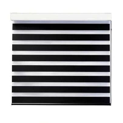 Persiana Enrollable Tipo Cortina Roller Duo de 60cm x 180cm, Diseño Moderno con Filtro de Luz y Privacidad, Disponible en Colores Blanco, Negro, Gris y Café, Ideal para Hogar u Oficina