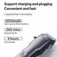 itel IHC-36 Classic 4-Blade Clipper,Wireless Type-C Rechargeable,Smart Digital Display,Premium Metal Design,2000mAh Long-Lasting Battery,Precision Cutting With Sharp Blades For Haircutting And Styling - Black - View 4