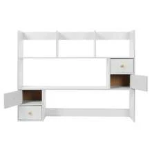 Rainaut 1PC Desktop Wood Desk Bookshelf Organizer, Office Storage Rack, Desktop Rack, White - trắng - Xem 6
