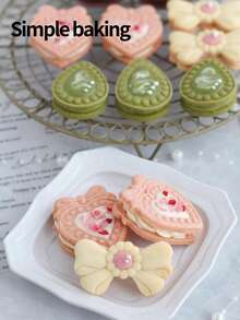 4-Piece Set 3D Flower Cookies, Chocolate Sandwich Cookies, Jam Cookie Cutting Machine, DIY Baking Tools For Weddings, Birthdays, Families, Stamp Cookie Press Molds, Sandwich Cookies, Jam Cookie Cutters, Plunger Cookie Molds, Gummy Candy Molds.Back-To-School Lunch Box Supplies.Parent-Child Cookie Stamp - Light Grey - View 12