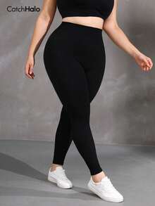 Leggings sin costuras para mujer talla grande con 4 vías de estiramiento - Pantalones de yoga con control de abdomen y cintura alta, adecuados para figuras curvilíneas | Mallas transpirables a prueba de sentadillas (Negro, 0XL~3XL) - Negro - Ver 4