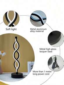 1pc Aluminum Alloy 3-Color Stepless Dimming Seaweed Desk Lamp, Asymmetrical Lamp, Spiral Lamp, Office Lamp, USB Powered, Reading Lamp, Dining Table/Bar Lamp, Holiday/Christmas Gift