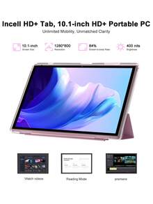 Coopers 10.1 Inch Android 15 Tablet With Protective Case, WiFi Tablet, RK3326S Quad-Core 1.6GHz/3GB RAM 32GB ROM/2.4G+5G WiFi+WiFi 6/BT 5.2/FHD IPS Touchscreen/2MP+5MP Dual Camera/6000mAh/Support 1TB SD Expansion/Support Widevine L1 (Adapter Not Included) - Pink - View 2
