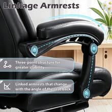 Office Chair,Big And Tall Office Chair With Lumbar Support,Executive Heavy Duty Office Chair With Foot Rest Ergonomic High Back Computer Gaming Chairs Home Office 400lbs - 黑色 - 查看 5