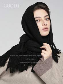 1 pieza Pañuelo triangular de color liso, chal de moda minimalista para salidas casuales, fiestas, de alta gama