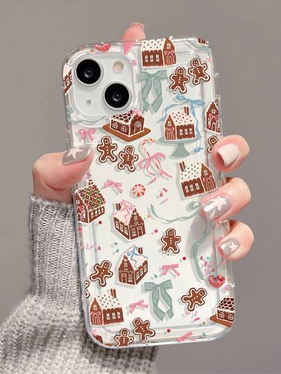 1pc Fashionable Personalized Christmas Pattern Transparent TPU Airbag Shock Absorption Phone Case Compatible With IPhone 16/16Pro/16Plus/15/15ProMax/15Pro/11/12/13/14ProMax/12Mini/13Mini/11Pro/11ProMax/12Pro/12ProMax/13Pro/13ProMax/14Pro/14ProMax, Soft Case With High-End Feel
