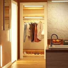 Lumină de noapte LED cu senzor de mișcare wireless, reîncărcabilă prin USB, lampă de bar cu bandă lungă pentru dulap, bucătărie, dulap, noptieră, scară, lumini LED, lumină de perete, lumini cu senzor de mișcare, mod de lumină constantă, mod de detectare a mișcării, lumină de noapte, lumini de dulap, Luz Led - Alb 2 - Vizualizare 6